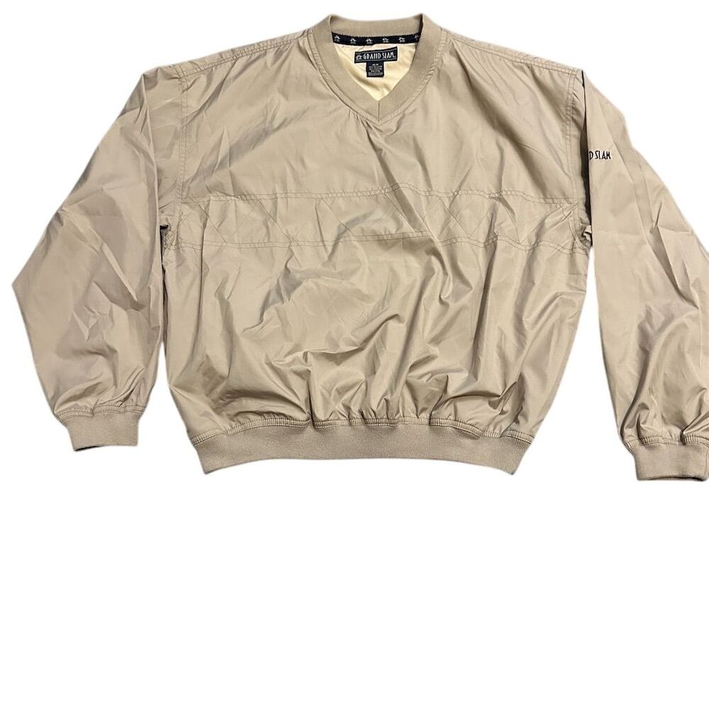Grand Slam Men's Beige Windbreaker‎ Pullover Jacket Size M Casual
